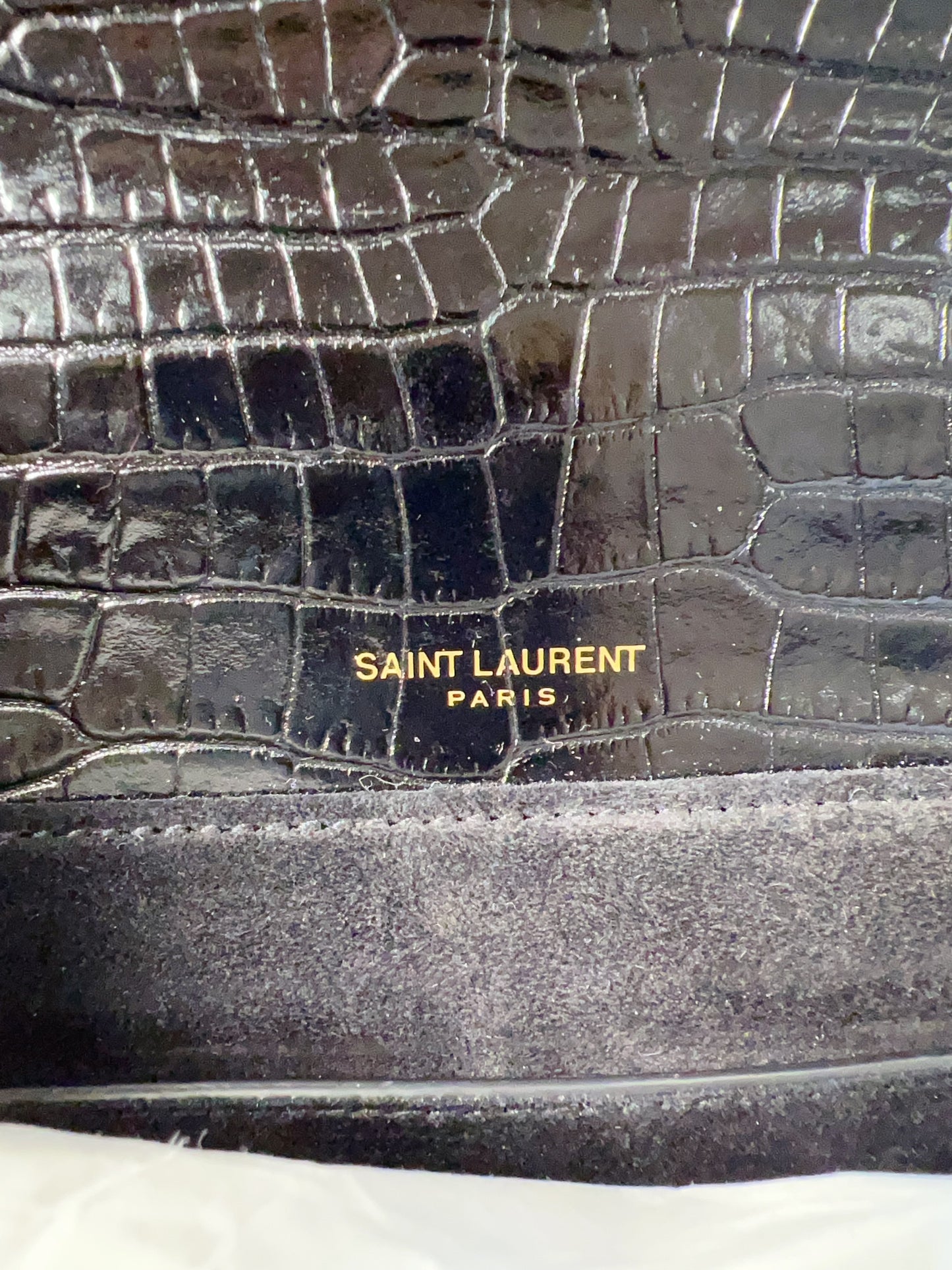 Saint Laurent Medium Embossed Crocodile Bellechasse Bag