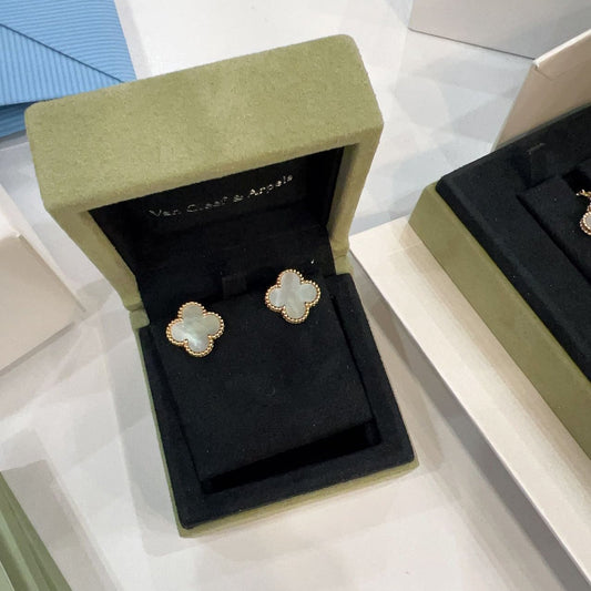 VAN CLEEF& ARPELS Alhambra Mother-of-Pearl 18K Yellow Gold Earrings