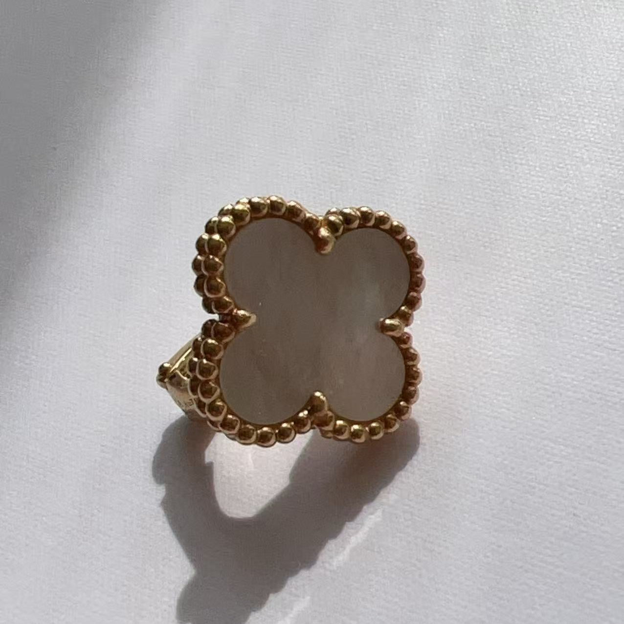 Van Cleef & Arpels 18K Gold Mother of Pearl Vintage Alhambra Earrings