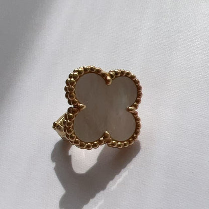 Van Cleef & Arpels 18K Gold Mother of Pearl Vintage Alhambra Earrings