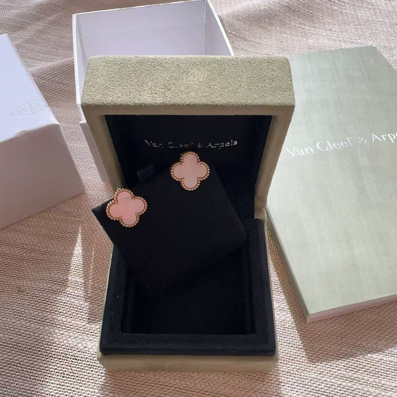 Van Cleef & Arpels 18K Gold Mother of Pearl Vintage Alhambra Earrings