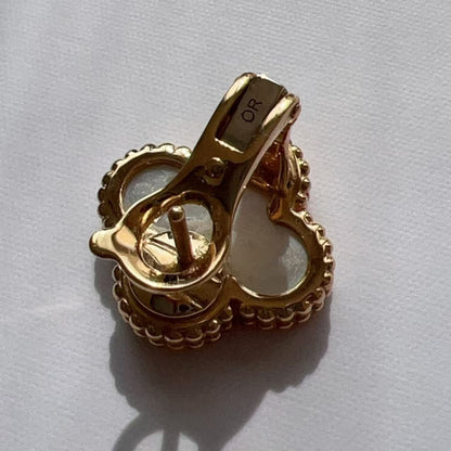 Van Cleef & Arpels 18K Gold Mother of Pearl Vintage Alhambra Earrings