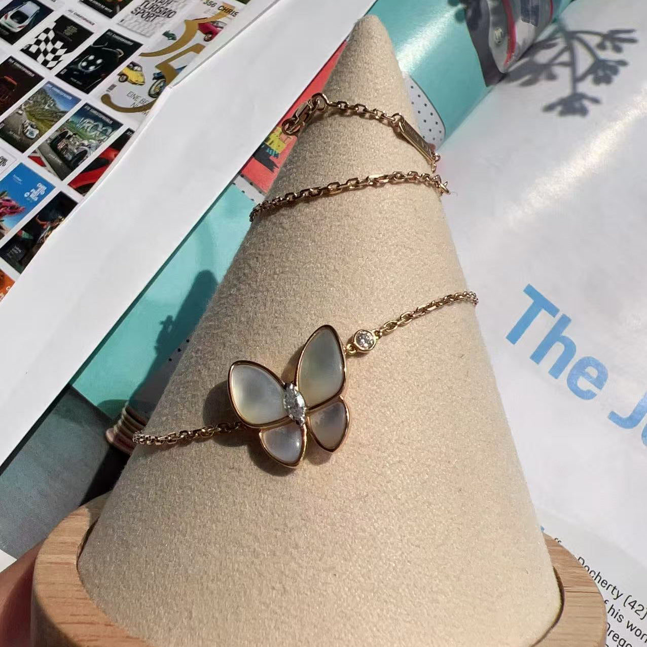 Van Cleef & Arpels Mother of Pearl Two Butterfly Pendant Necklace