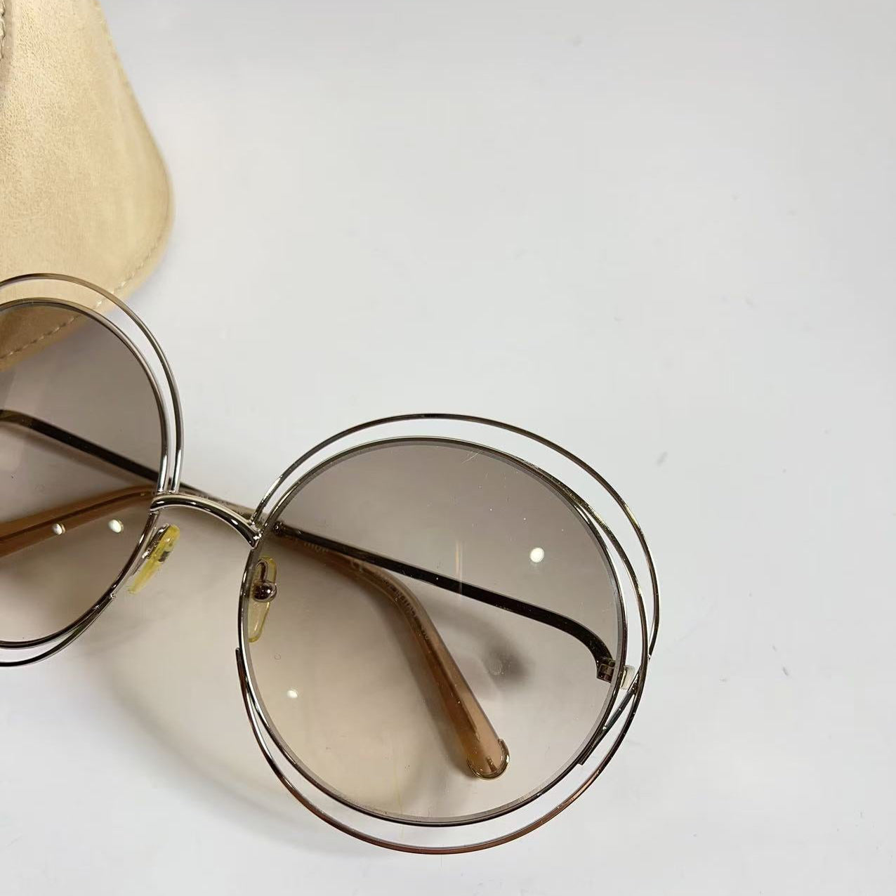 Chloe Gold Tone Brown Gradient CE114S Carlina Round Sunglasses