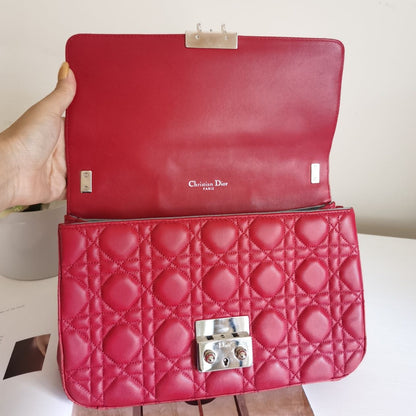 Dior Cannage Leather Medium Miss Dior Flap Bag Red