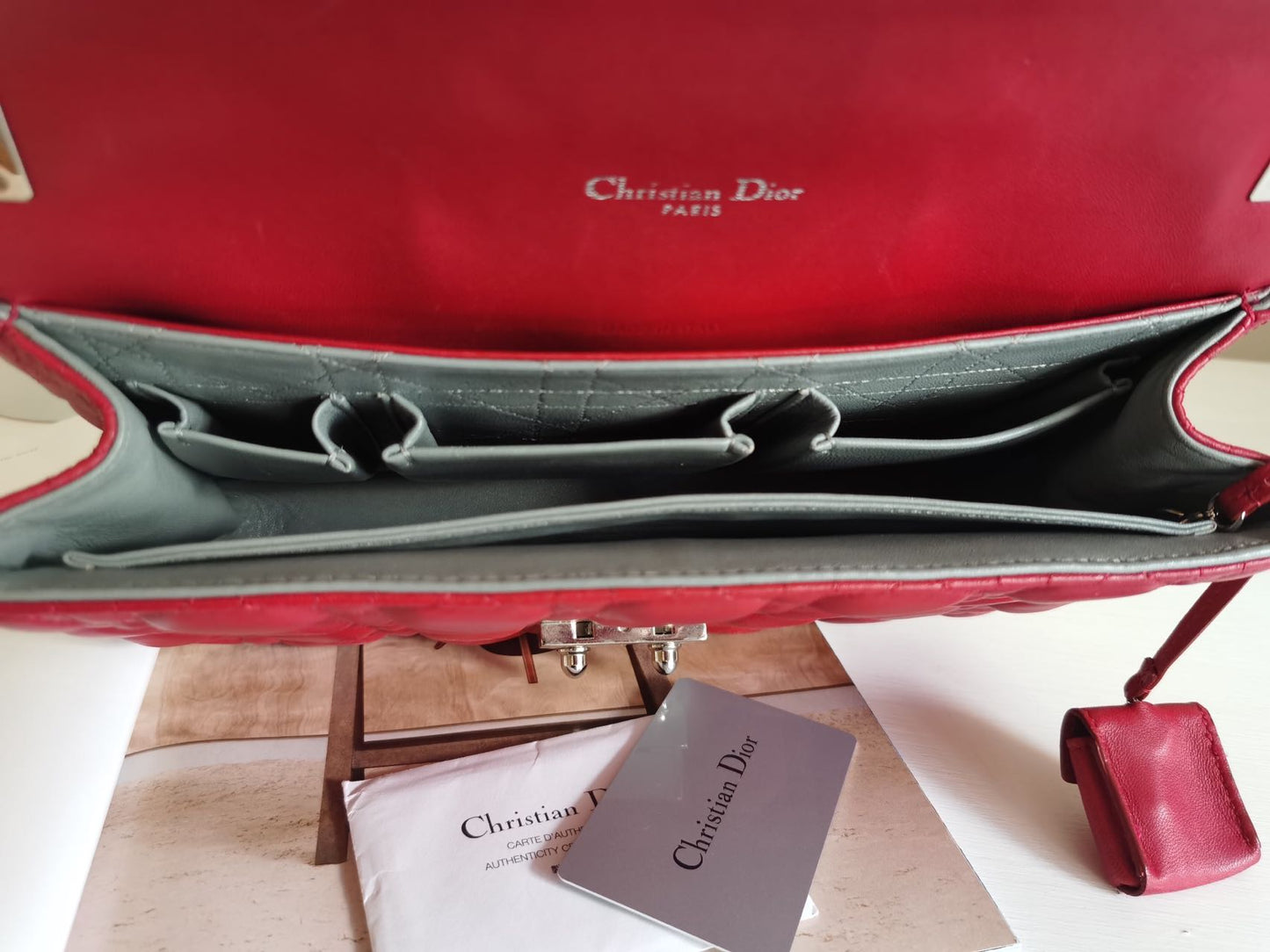 Dior Red Cannage Leather Medium Miss Dior Flap Bag