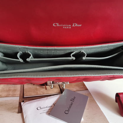 Dior Cannage Leather Medium Miss Dior Flap Bag Red