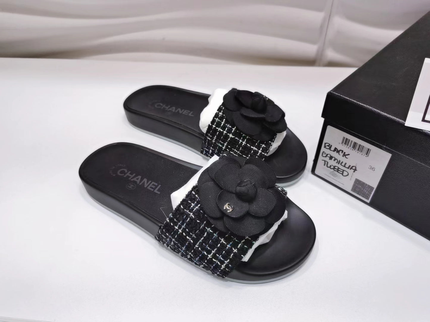 Chanel tweed Slippers Size36