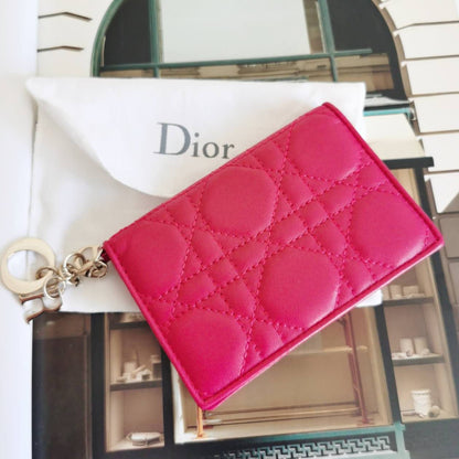 DIOR LADY DIOR FLAP CARD HOLDER PINK