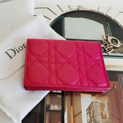 DIOR LADY DIOR FLAP CARD HOLDER PINK