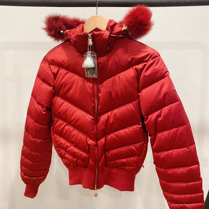 Clearance: Pyrenex Bomb Dark Red Real Fur New