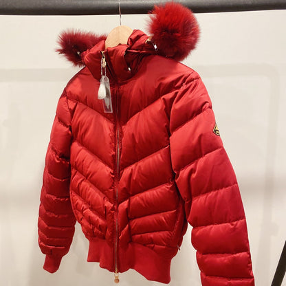 Clearance: Pyrenex Bomb Dark Red Real Fur New