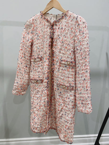 Edward Achour Paris Pink Boucle Chanel Style Coat/Jacket