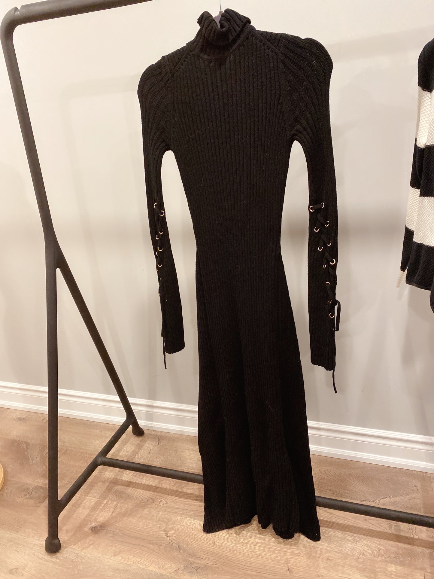 New MAJE Black Knitted Rafaela Sweater Dress