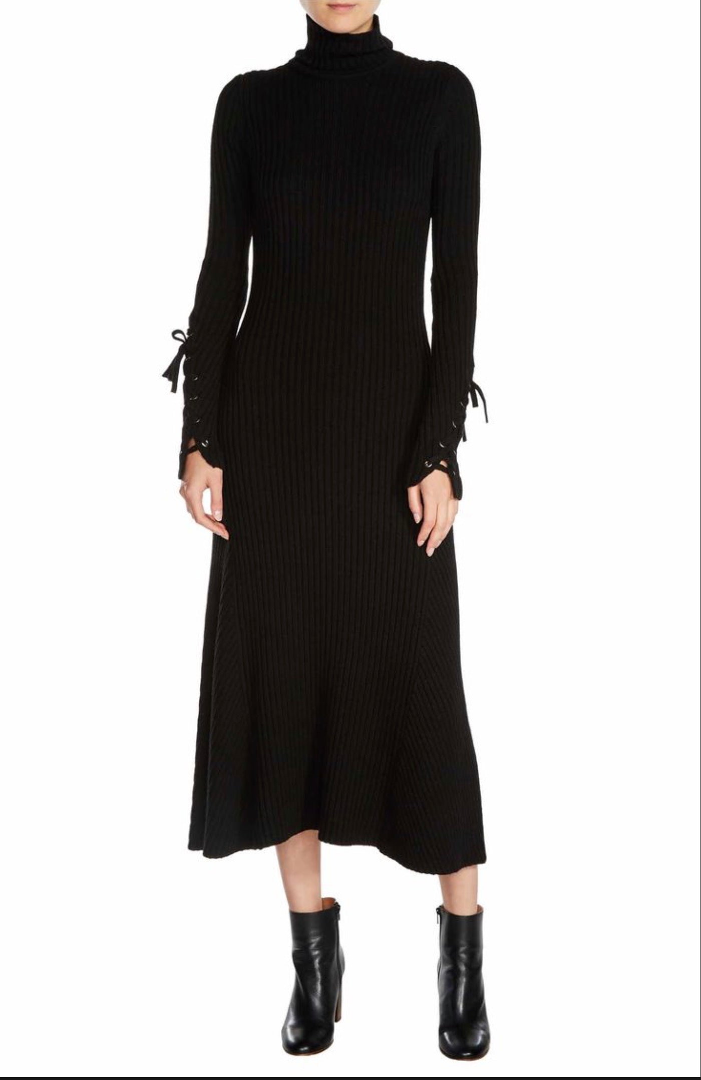 New MAJE Black Knitted Rafaela Sweater Dress