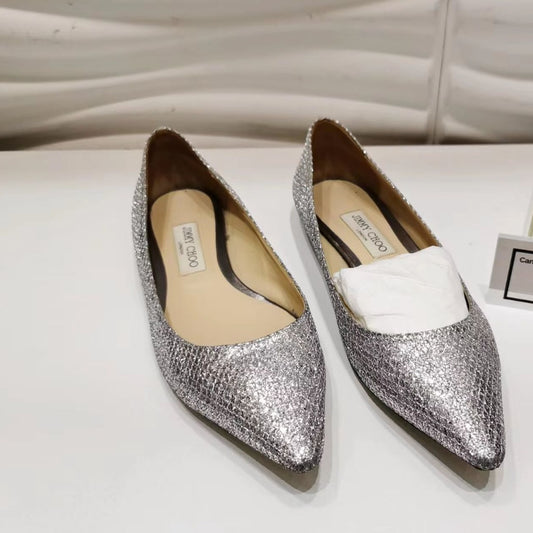 Jimmy Choo Glitter Silver Ballet FlatsFlats Size40