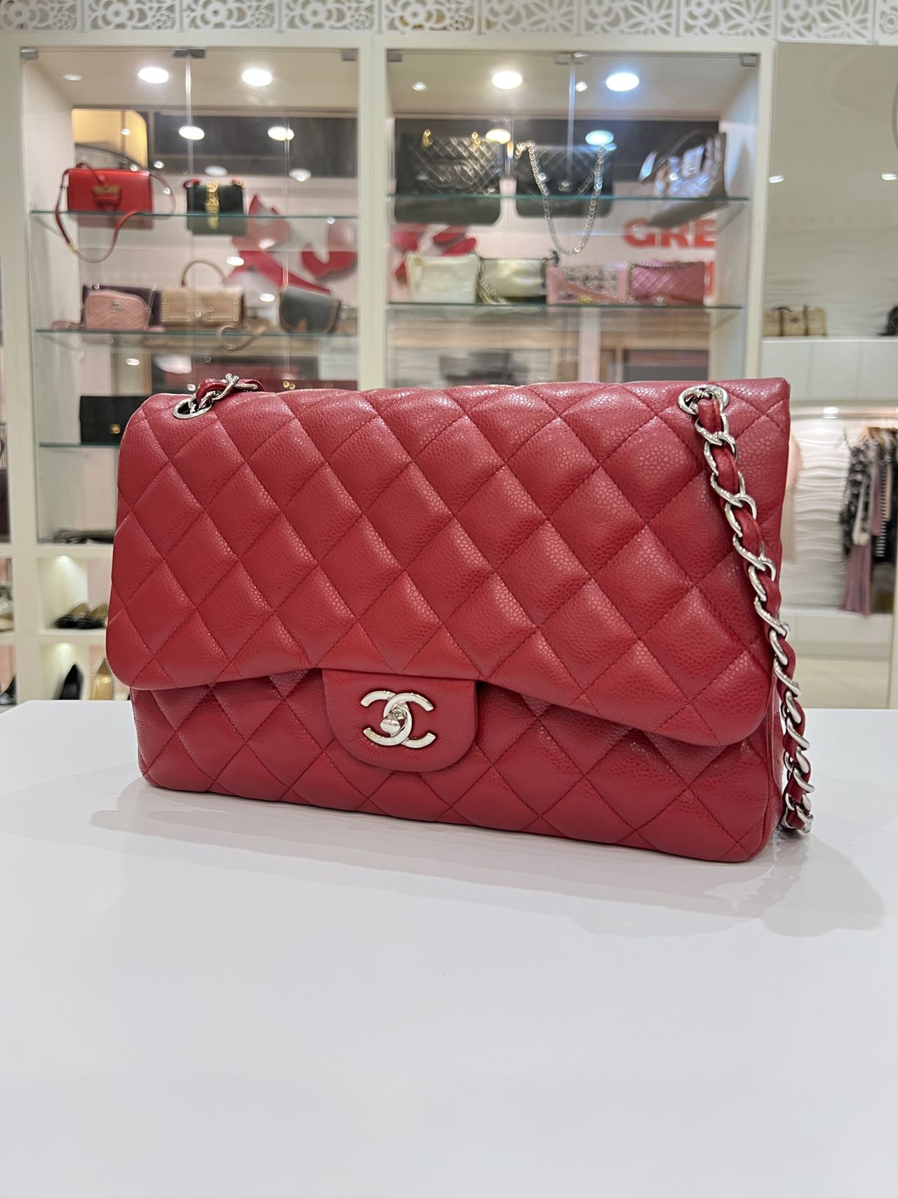 Chanel Caviar Quilted Jumbo Double Flap Red - luxhub.ca