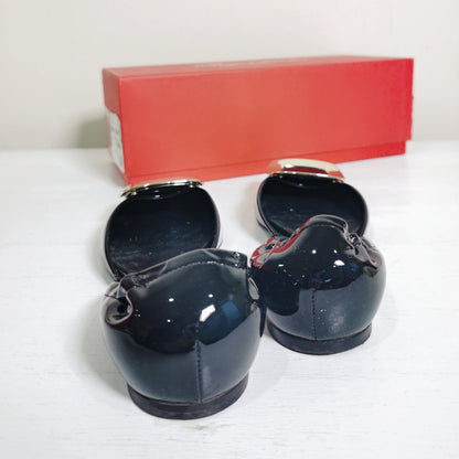 Roger Vivier Black Patent Chips Ballerina Flat Shoes Size36