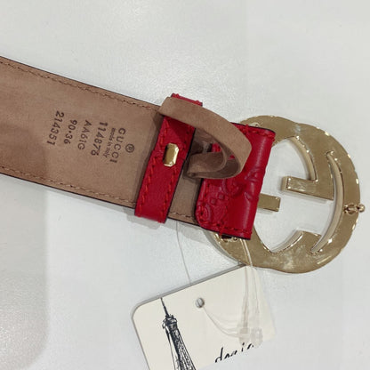 Gucci Red Guccissima Leather Interlocking GG Belt Size90