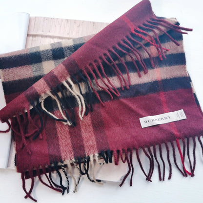 Burberry Cashmere Plaid Print Scarf New