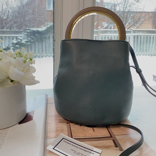 MARNI Smooth Leather Pannier Bucket Bag.