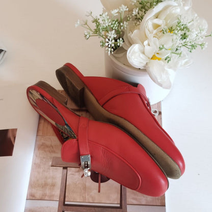 Hermes Kelly Buckle Slipper Size38 Red