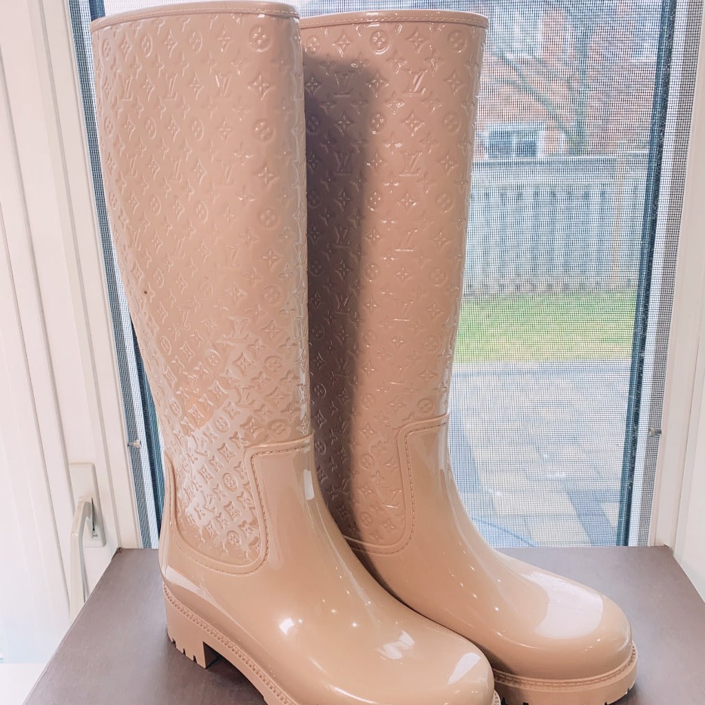 Louis Vuitton Rose Monogram Rubber Splash Rain Boots Size 5.5/36