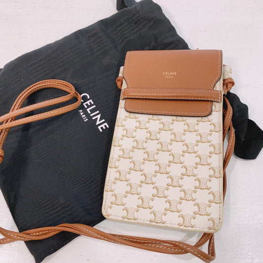 Celine Pouch With Flap In Triomphe Canvas