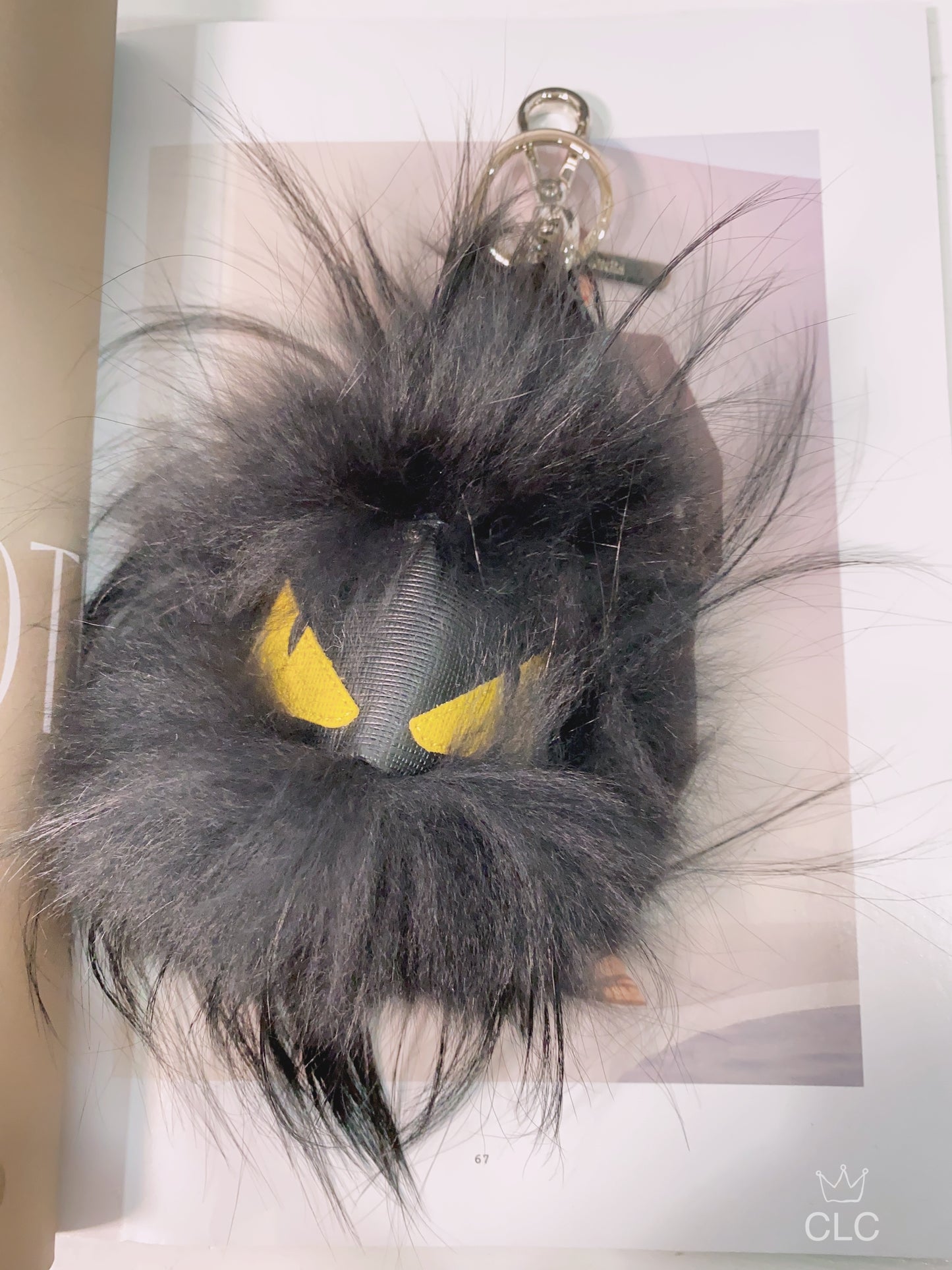 Fendi Black Chain Bag Fusto Fur Bag Bug Monster Key Charm