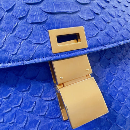 Celine Python Royal Blue Box GHW Medium Flap Handbag Cross Body Bag