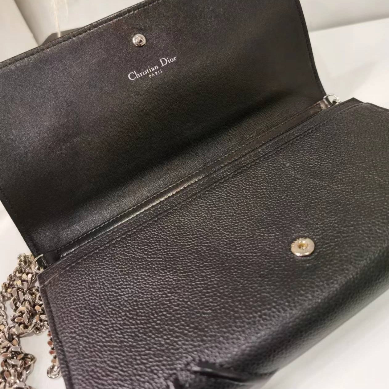 Christian Dior Black Leather Diorama Wallet on Chain luxhub