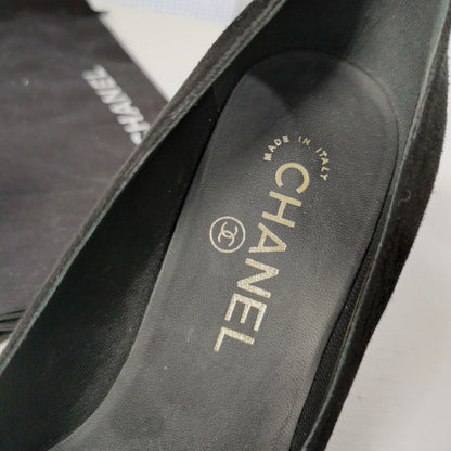 Chanel Suede Grosgrain Cap Toe Bow Pumps Size37