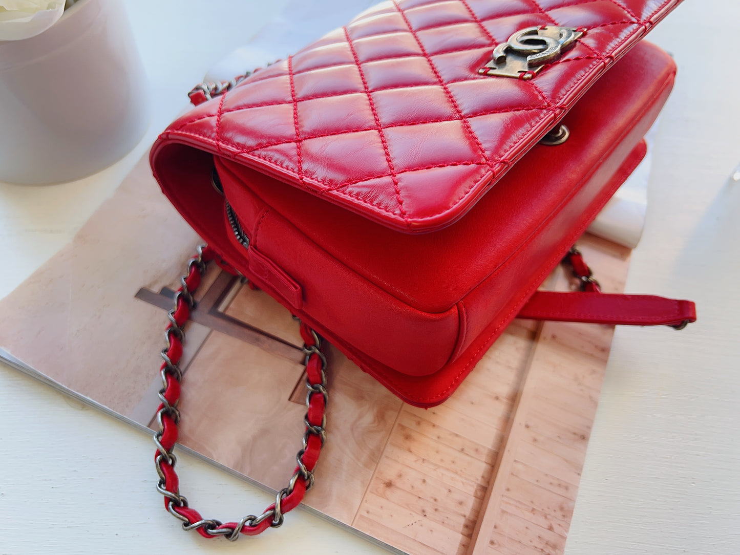 Chanel Red Quilted Calfskin Leather Classic  Flap Bag - luxhub.ca