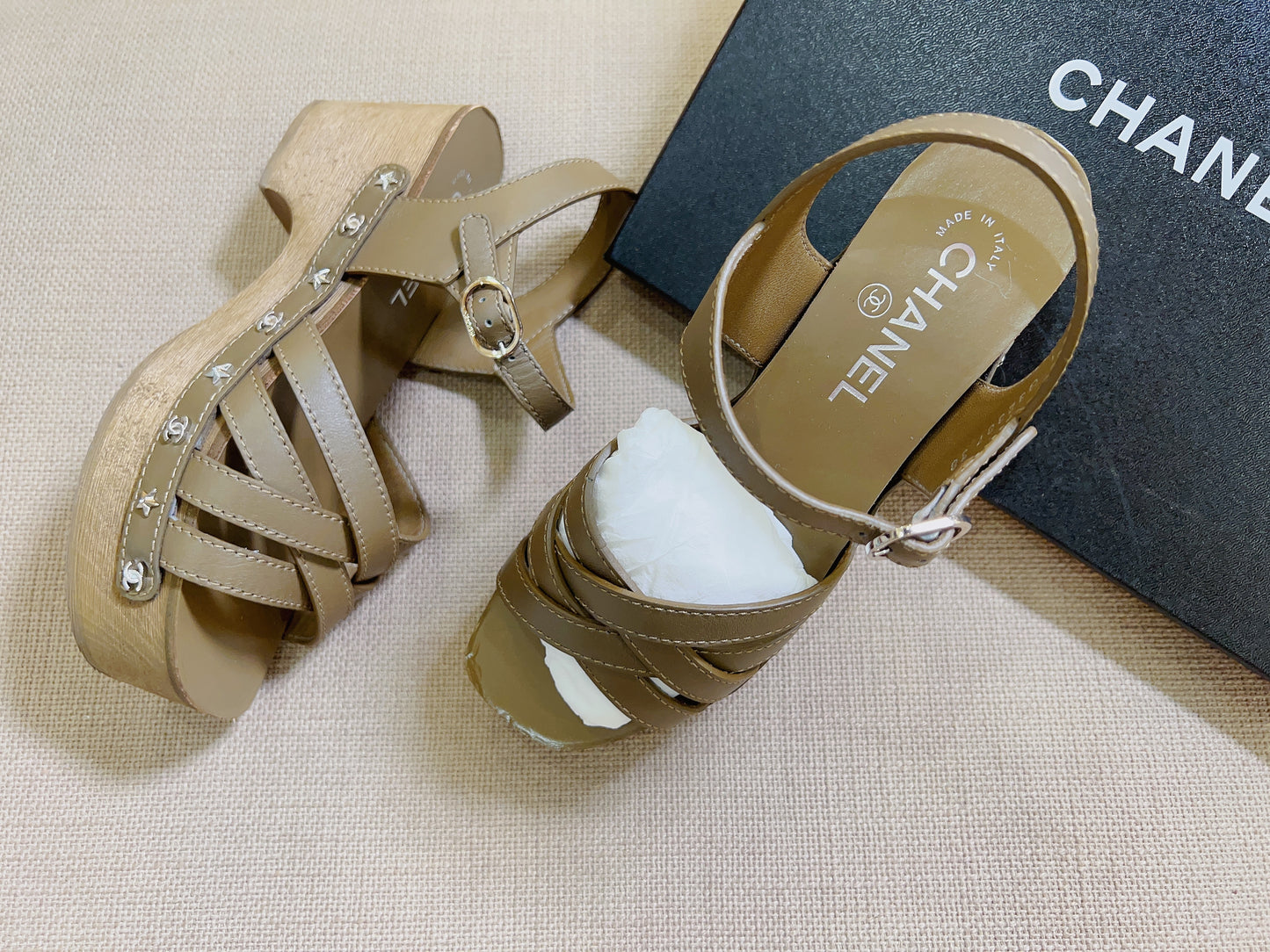 Chanel Interlocking CC Logo Slingback Sandals Size38