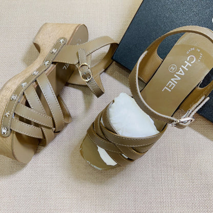 Chanel Interlocking CC Logo Slingback Sandals Size38