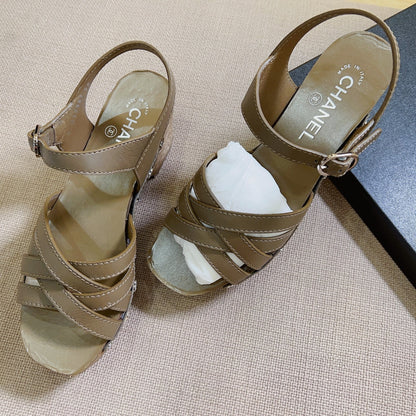 Chanel Interlocking CC Logo Slingback Sandals Size38