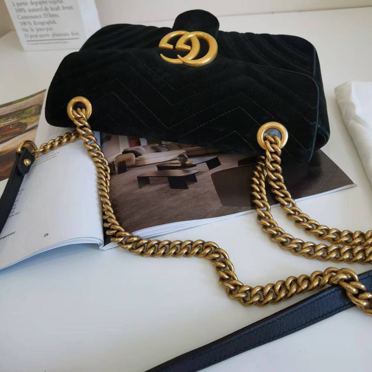 Gucci velvet bag online black