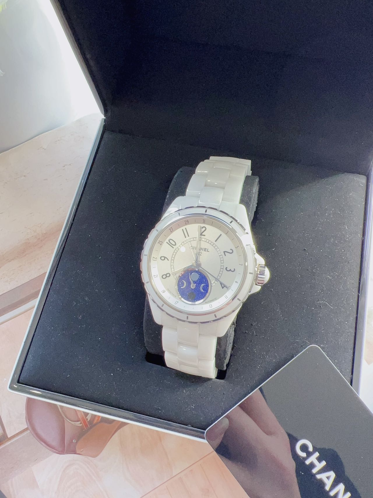 Chanel J12 Moon Phase Mother of Pearl Dial White Ceramic Ladies Watch 38mm