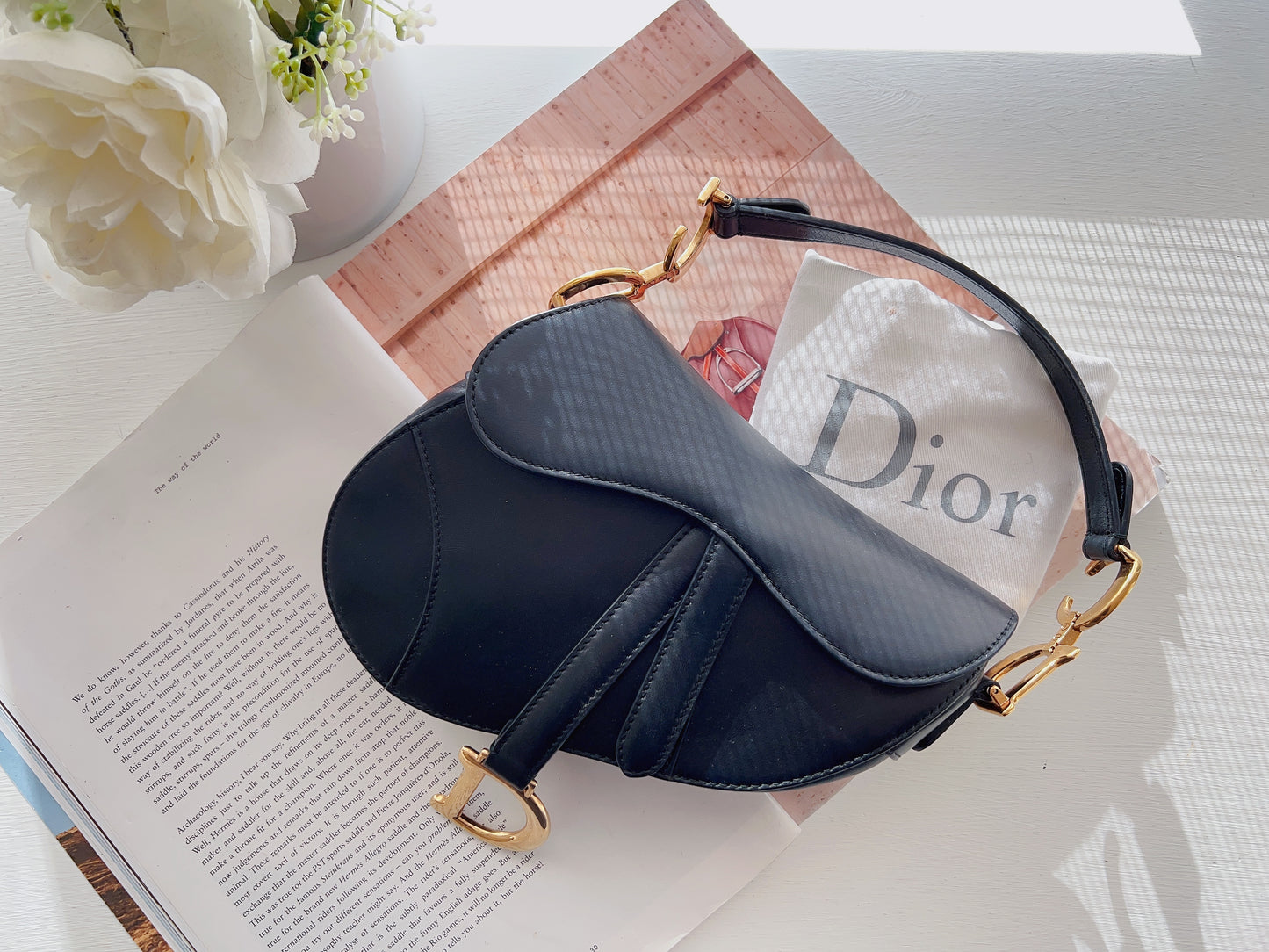 Christine Dior Leather Mini Saddle Bag