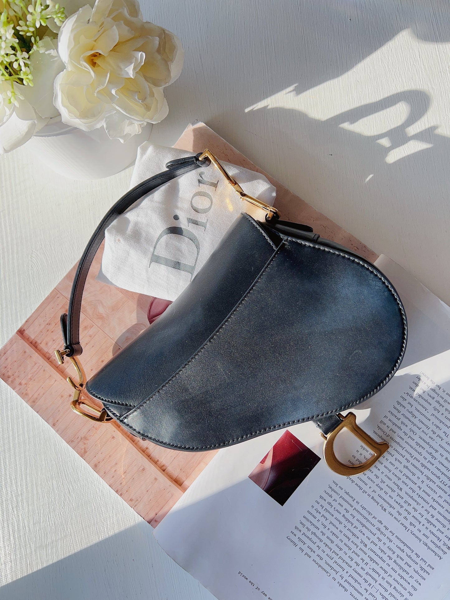 Christine Dior Leather Mini Saddle Bag