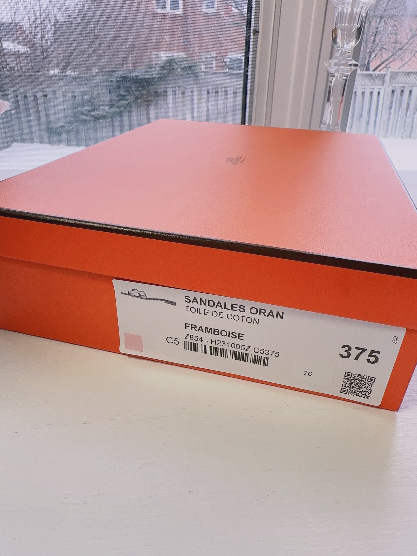 Hermes Pink Oran Leather Slides Size37.5