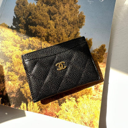 Chanel Caviar Card Holder Gold