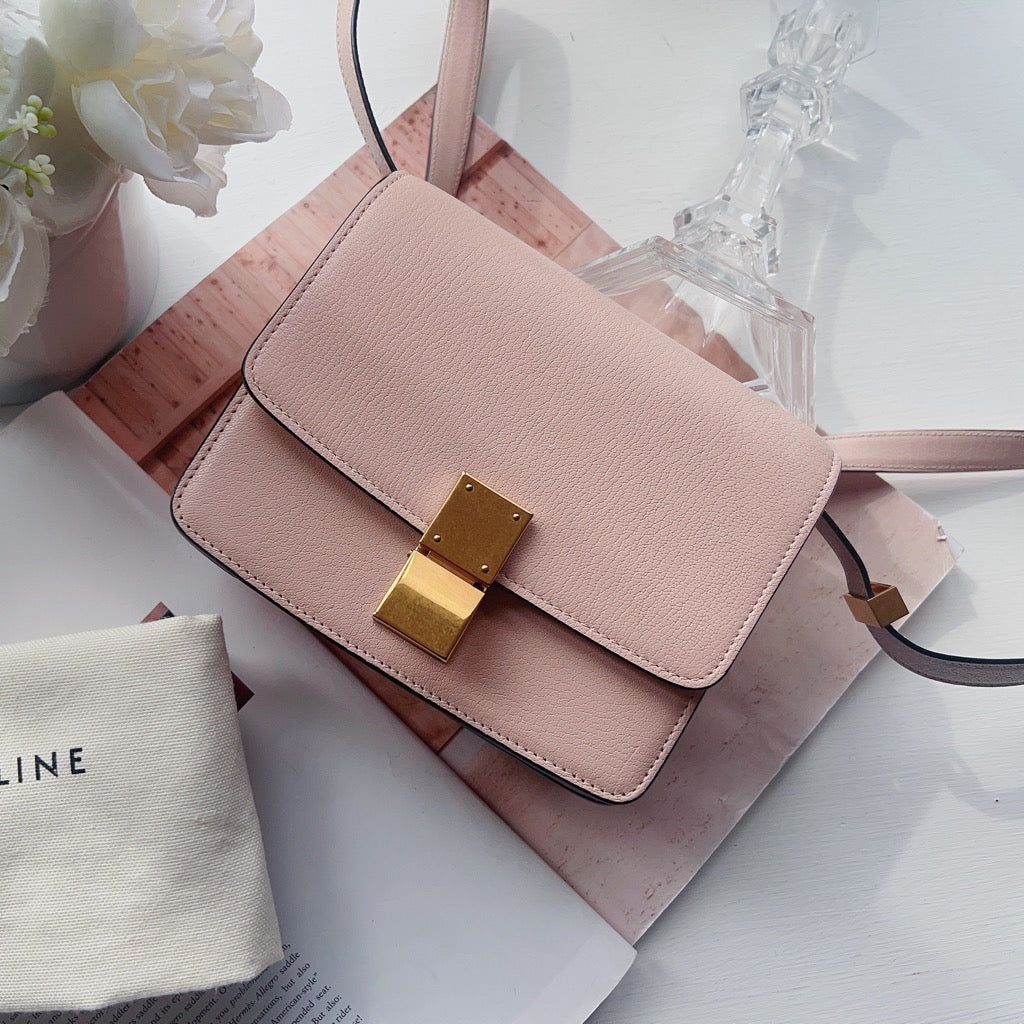Celine Mini Calf Box Bag Pink Gold