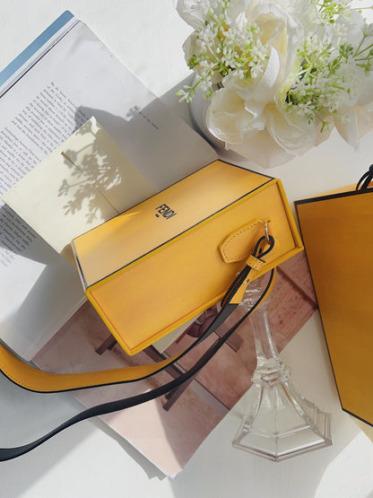 Fendi Vertical Box Signature Yellow Black Crossbody Bag