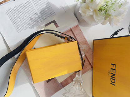 Fendi Vertical Box Signature Yellow Black Crossbody Bag