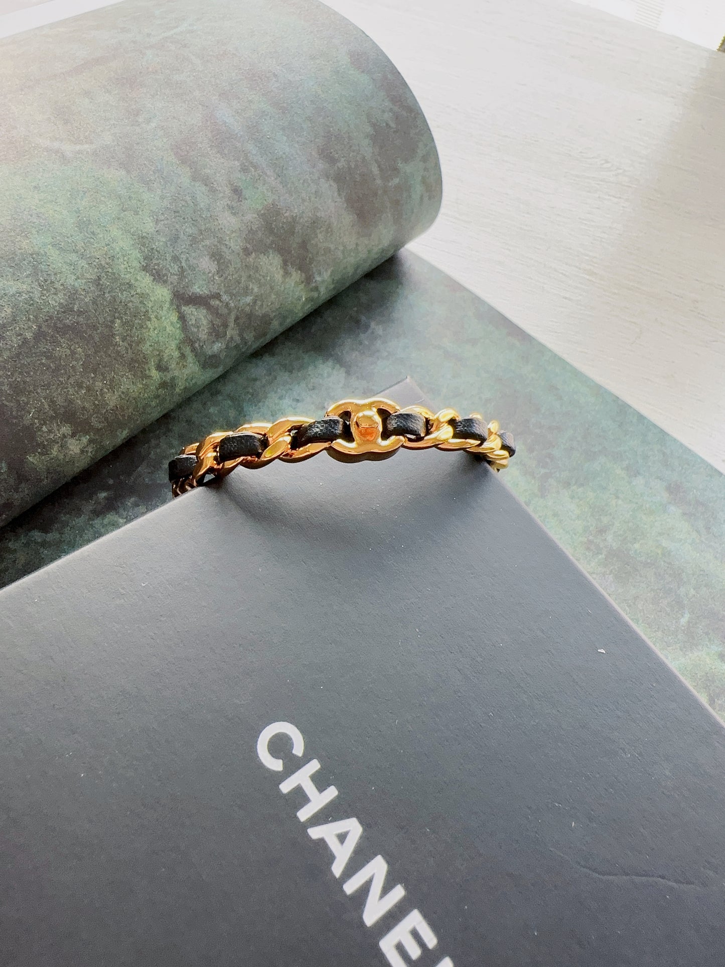 Chanel Lambskin More Is More Cuff Bracelet Black Gold