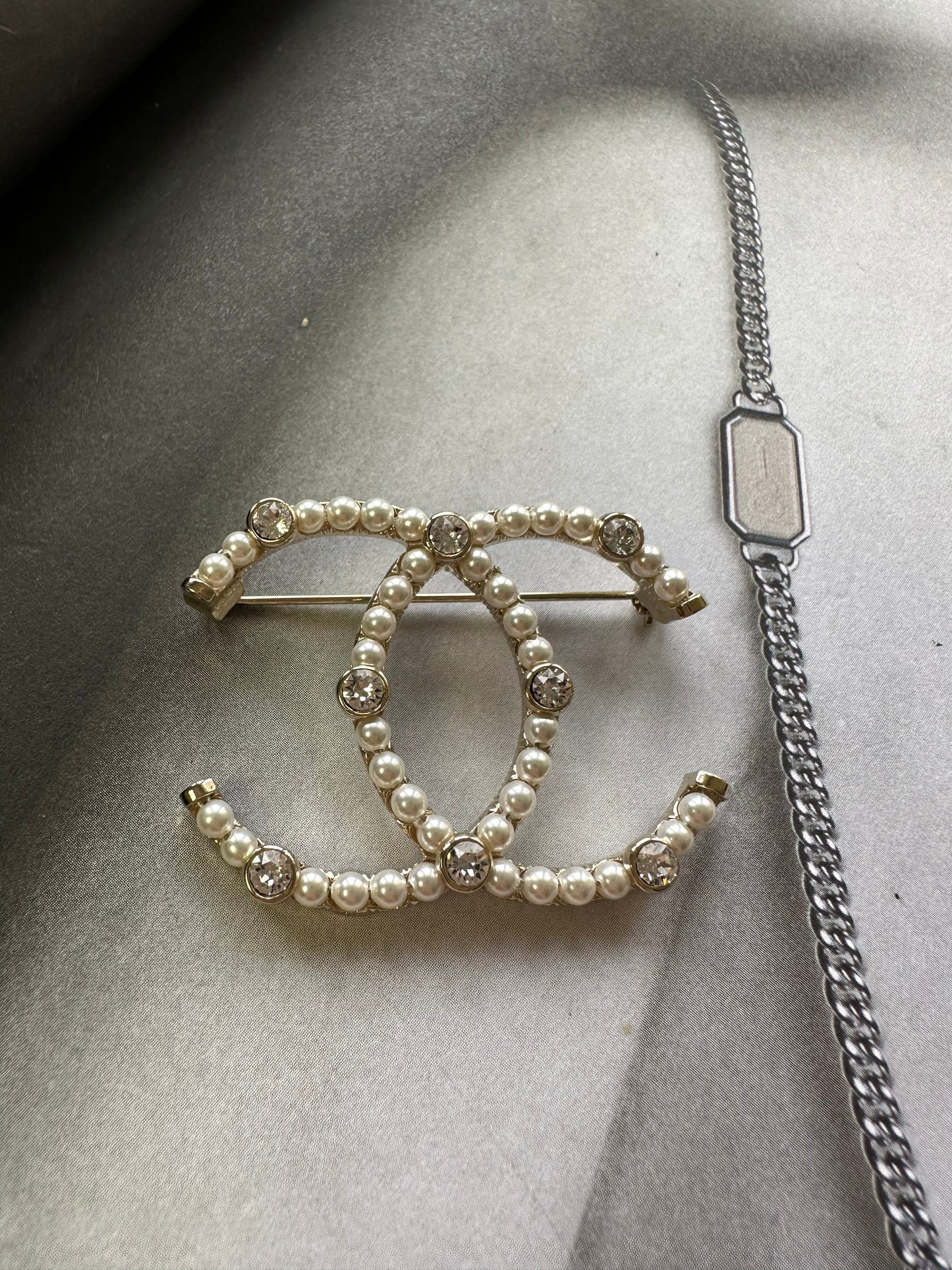Chanel 2020 Faux Pearl & Strass CC Brooch