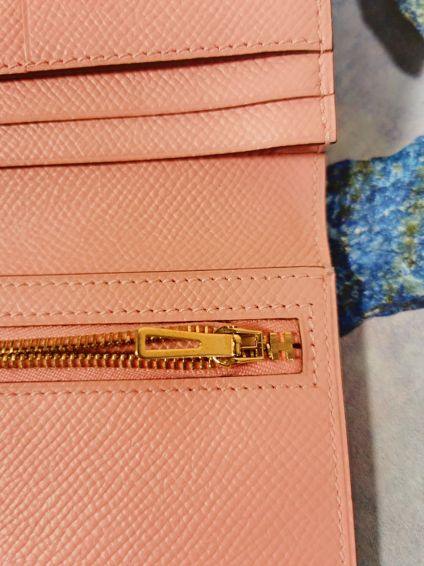 Hermes Epsom Bearn Gusset Wallet Pink
