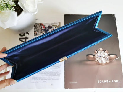 Roger Vivier Blue Satin Crystal Embellished Clutch - luxhub.ca