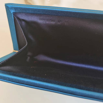 Roger Vivier Blue Satin Crystal Embellished Clutch - luxhub.ca